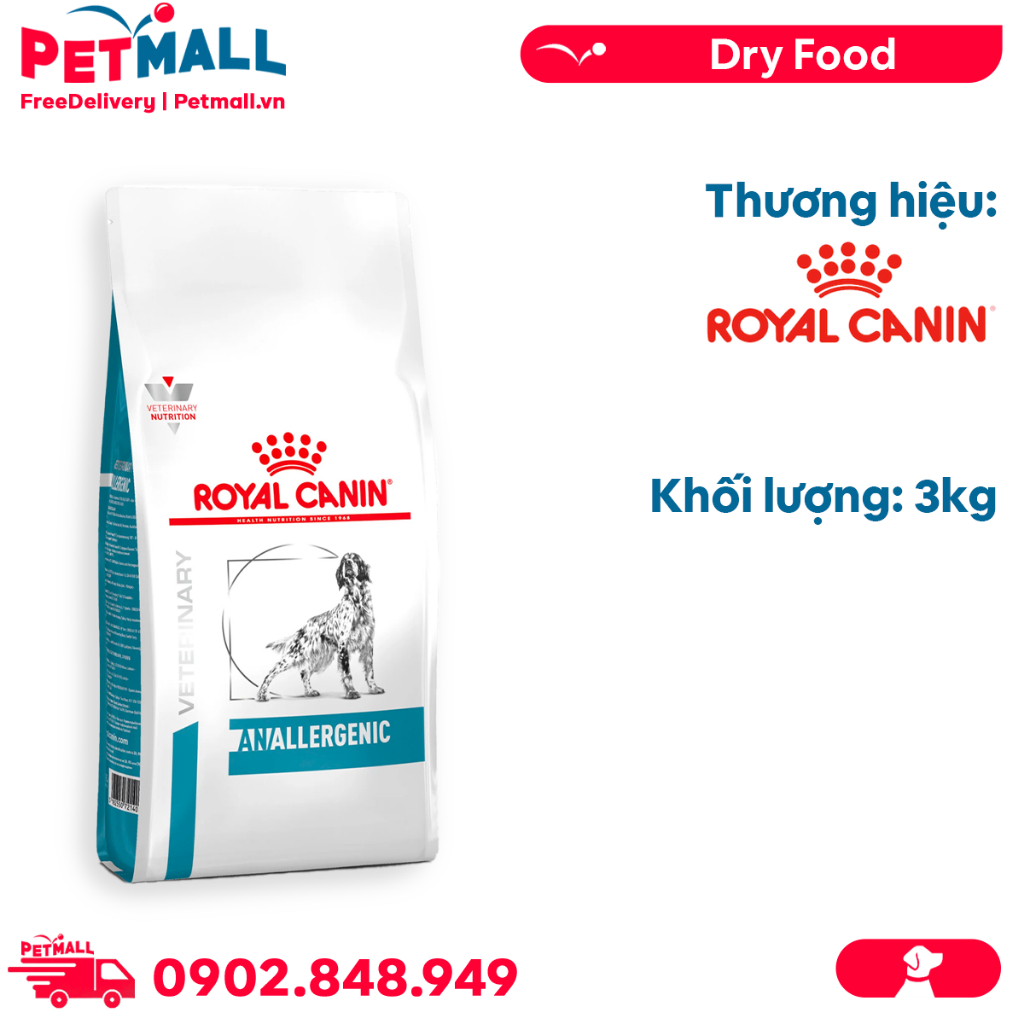 Thức ăn chó Royal Canin Anallergenic Canine 3kg - Hỗ trợ tiêu hoá và dị ứng da Petmall