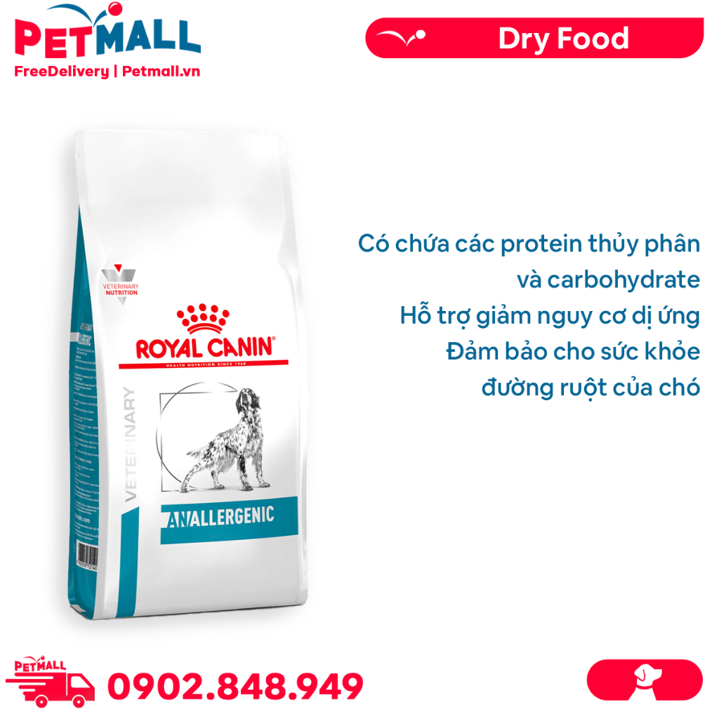 Thức ăn chó Royal Canin Anallergenic Canine 3kg - Hỗ trợ tiêu hoá và dị ứng da Petmall