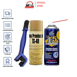 Bộ sản phẩm bôi trơn chống sét X5 400ml, chai vệ sinh sên TS-40 450ml và bàn chải vệ sinh sên 3D