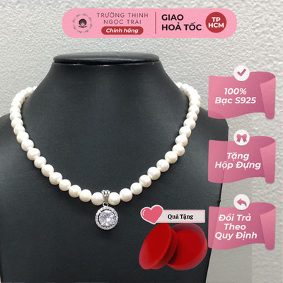 Chuỗi Đeo Cổ Ngọc Trai 7ly Mix Đá Tròn Sang Trọng - Ngọc Trai Trường Thịnh