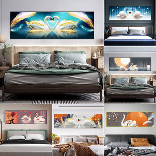 Tranh decal dán tường 3D đôi thiên nga uyên ương trang trí phòng ngủ
