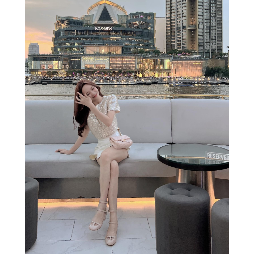 Giày Guốc Cao Gót Mary Jane Mũi Vuông Tròn Khuy Ngang Phối 2 Quai Cao 5cm Ailee