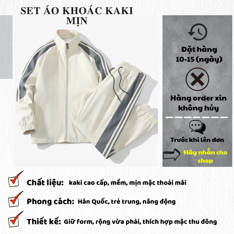 Set áo khoác thể thao nam, áo khoác thể thao kèm quần cho nam vải mát size M L XL 2XL