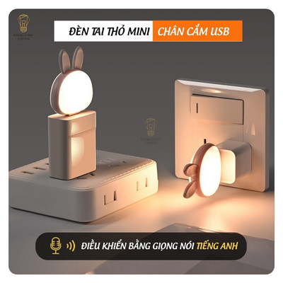 Đèn Ngủ Tai Thỏ Mini Dễ Thương MZ-5091 - ĐIều Khiển Bằng Giọng Nói Tiếng Anh - Chân Cắm USB - Đổi Màu - Chỉnh Độ Sáng