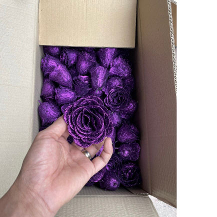 Thùng 200 Bông Hoa Nhũ ,Hàng Loại 1,Nhũ Sáng Màu,Bông To,Không Rụng Nhũ Hoa hồng nhũ siêu đẹp