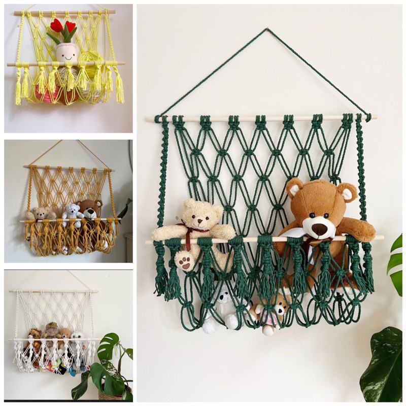 Giỏ treo thú bông decor phòng xinh xắn, decor phòng cho bé