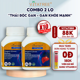 Combo 2 hộp hỗ trợ thải độc gan Vitatree Super Liver Detox tăng cường cường chức năng gan 100 viên