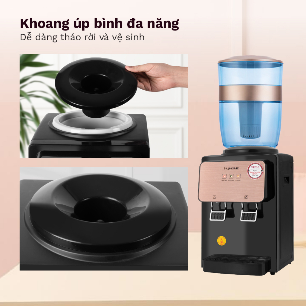 Cây nước nóng lạnh để bàn mini nhập khẩu FUJIHOME WD03E làm lạnh điện tử, làm nóng nhanh, tiết kiệm điện