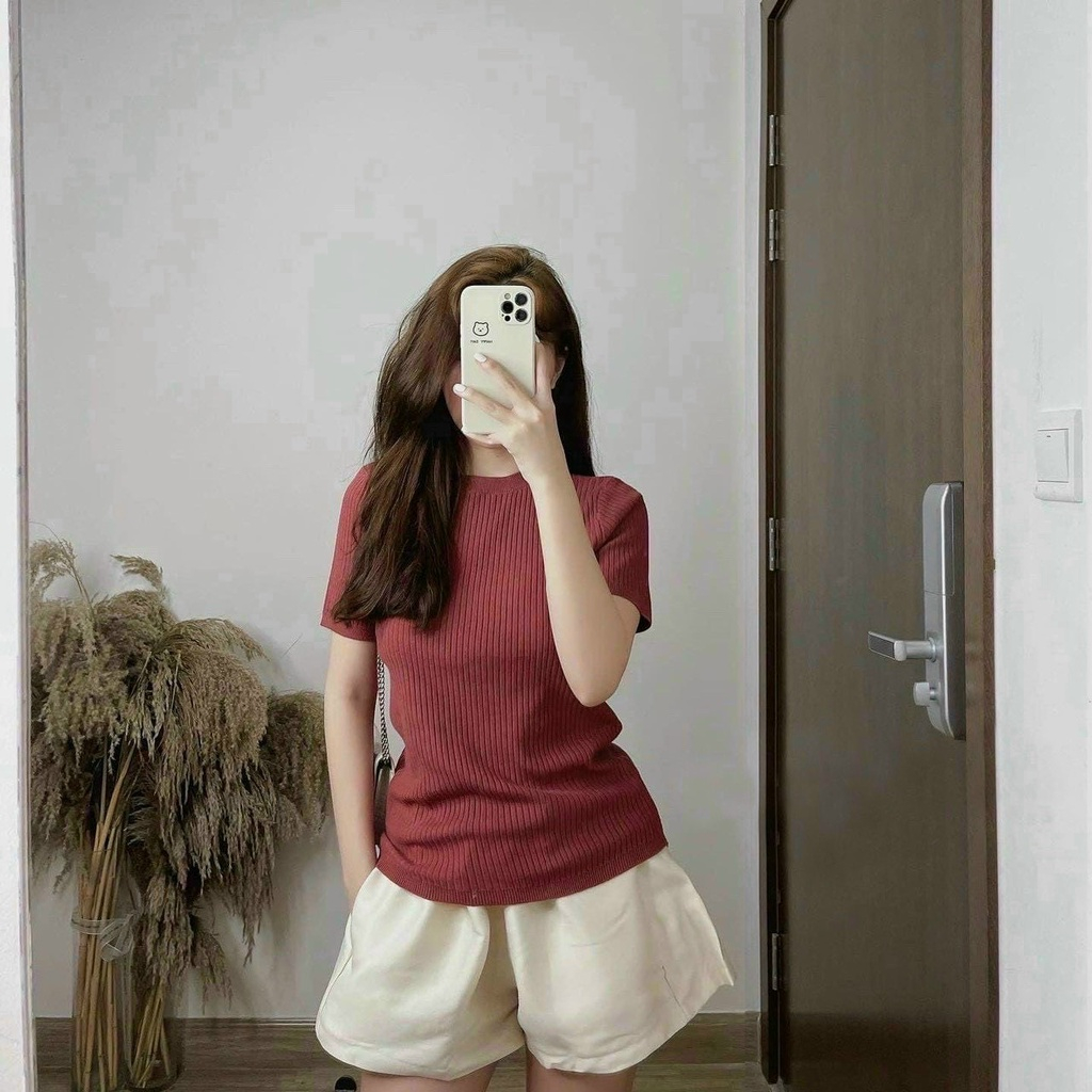 Áo Thun Trơn Nữ Ôm bODY Cổ Tròn - Rere.Store  - Áo phông trơn nữ cổ tròn F16-1