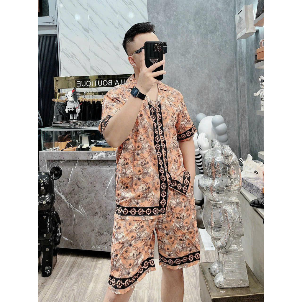 Đồ Bộ Pijama Cộc Tay Nam Chất Lụa Họa Tiết Cực Đẹp - Hàng Siêu Cấp New 2023