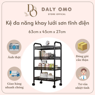 Kệ Sắt Đa Năng Dali Omo Store Kệ Đa Năng Khay Lưới Sơn Tĩnh Điện Có Bánh Xe Tiện Lợi Bền Bỉ