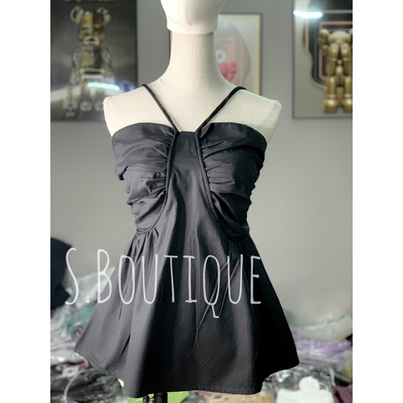 Áo kiểu 2 dây nữ S.BOUTIQUE nhún ngực bo chun lưng sau ba màu chủ đạo