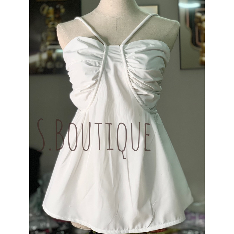 Áo kiểu 2 dây nữ S.BOUTIQUE nhún ngực bo chun lưng sau ba màu chủ đạo