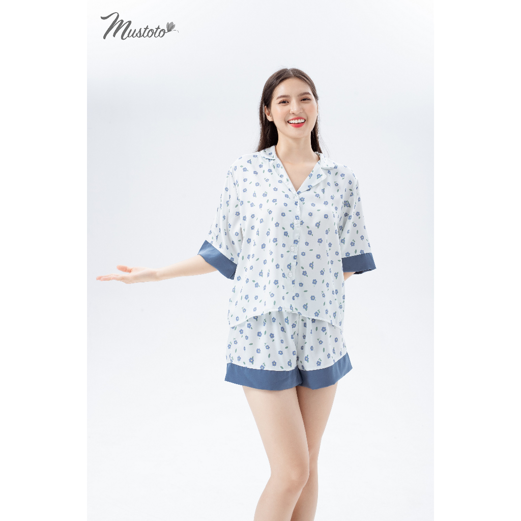 Bộ Mặc Nhà Pyjama Lụa Ngọc Trai Form Rộng Mịn Mát (Mustoto MB07)