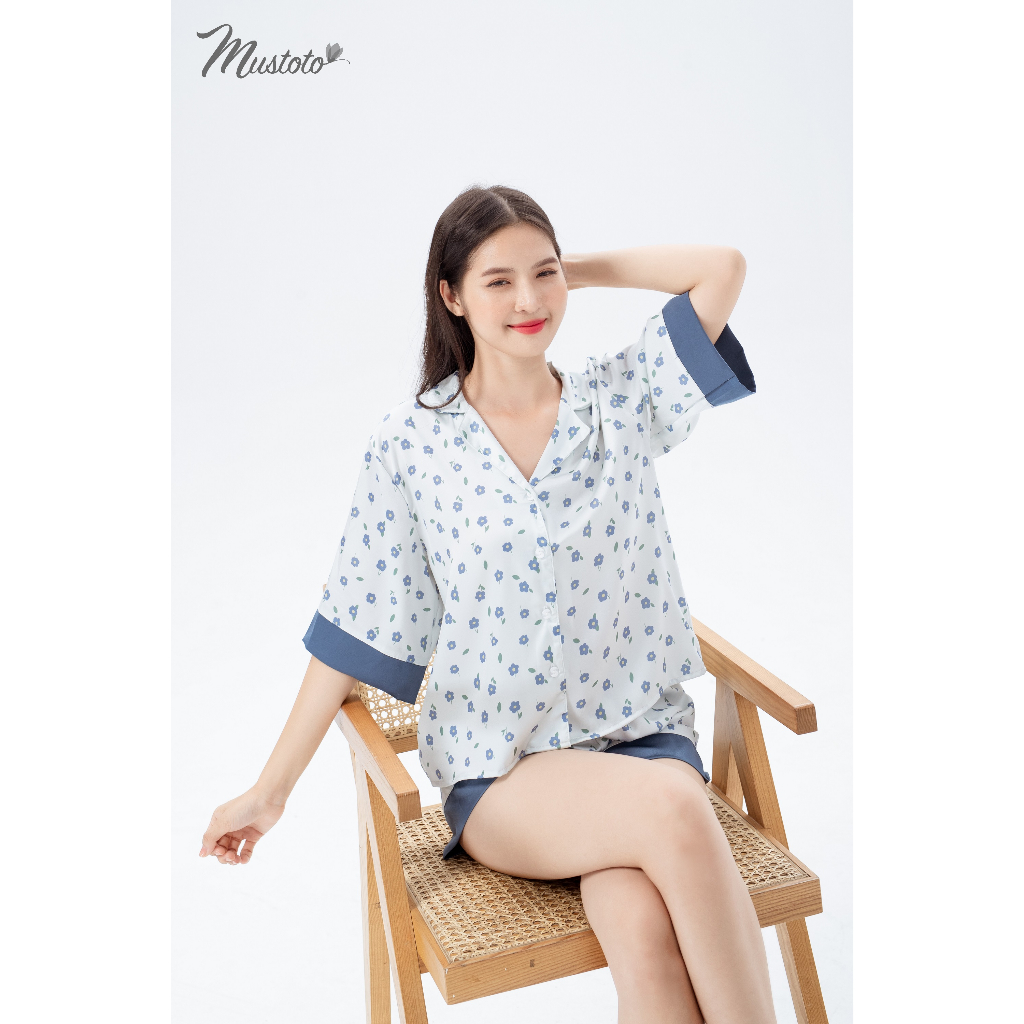 Bộ Mặc Nhà Pyjama Lụa Ngọc Trai Form Rộng Mịn Mát (Mustoto MB07)