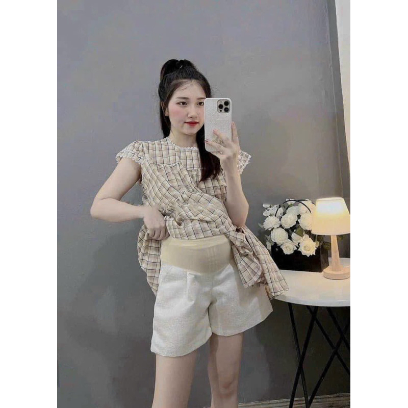 Quần đùi bầu-sooc bầu phồng tafta thiết kế trẻ trung