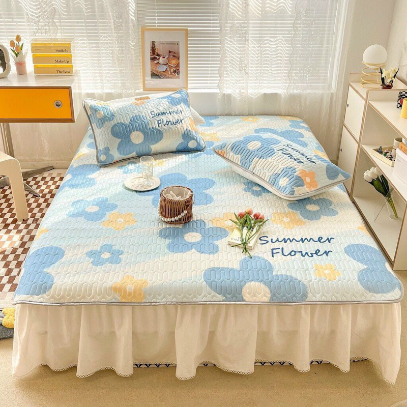 Chiếu Điều Hòa Cao Su Non TENCEL.LATEX In Hình 3D-5D Siêu Mát - Tặng Kèm 2 Vỏ Gối