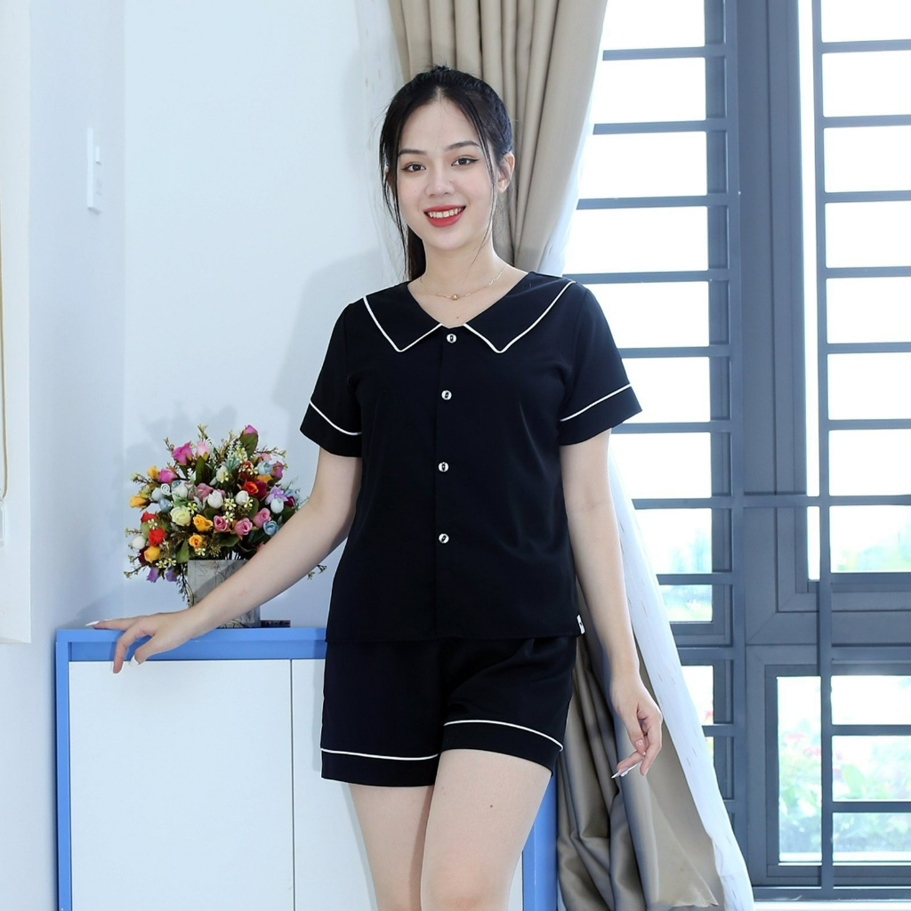 Đồ Bộ Ngủ Pijama Nữ YOME Luxury YN1 Mẫu Đùi Đen Lá Sen - Lụa Tuyết Nhật - Đơn Giản Nhẹ Nhàng