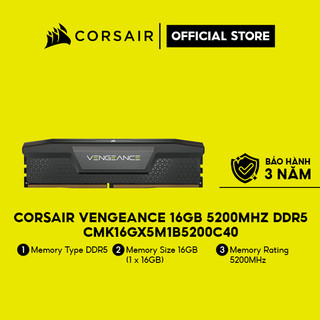 Bộ nhớ trong Corsair DDR5,5200MHz 16GB DIMM,Vengeance LPX Black Heatspreader CMK16GX5M1B5200C40
