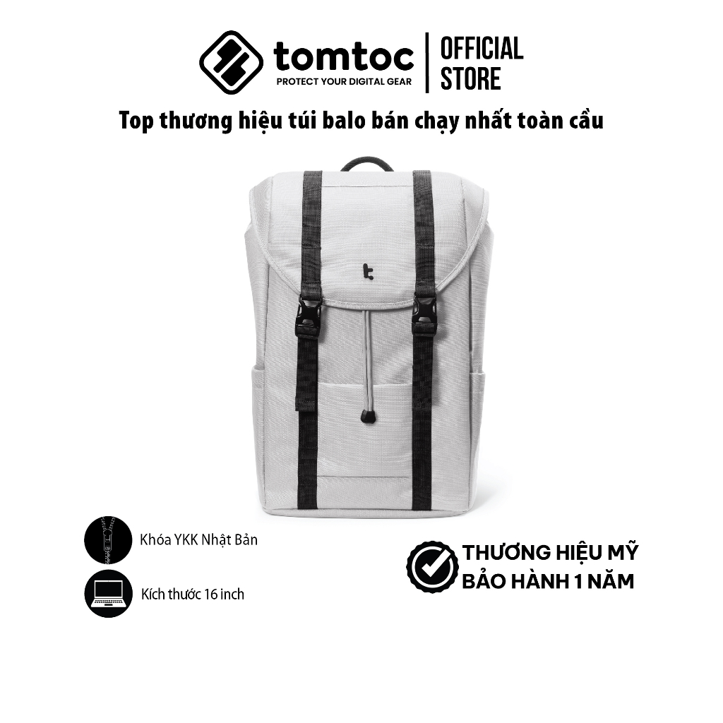 Balo Tomtoc  Flap Laptop Backpack - Balo di chuyển, du lịch, thường ngày cho MacBook 16 inch và laptop 15.6