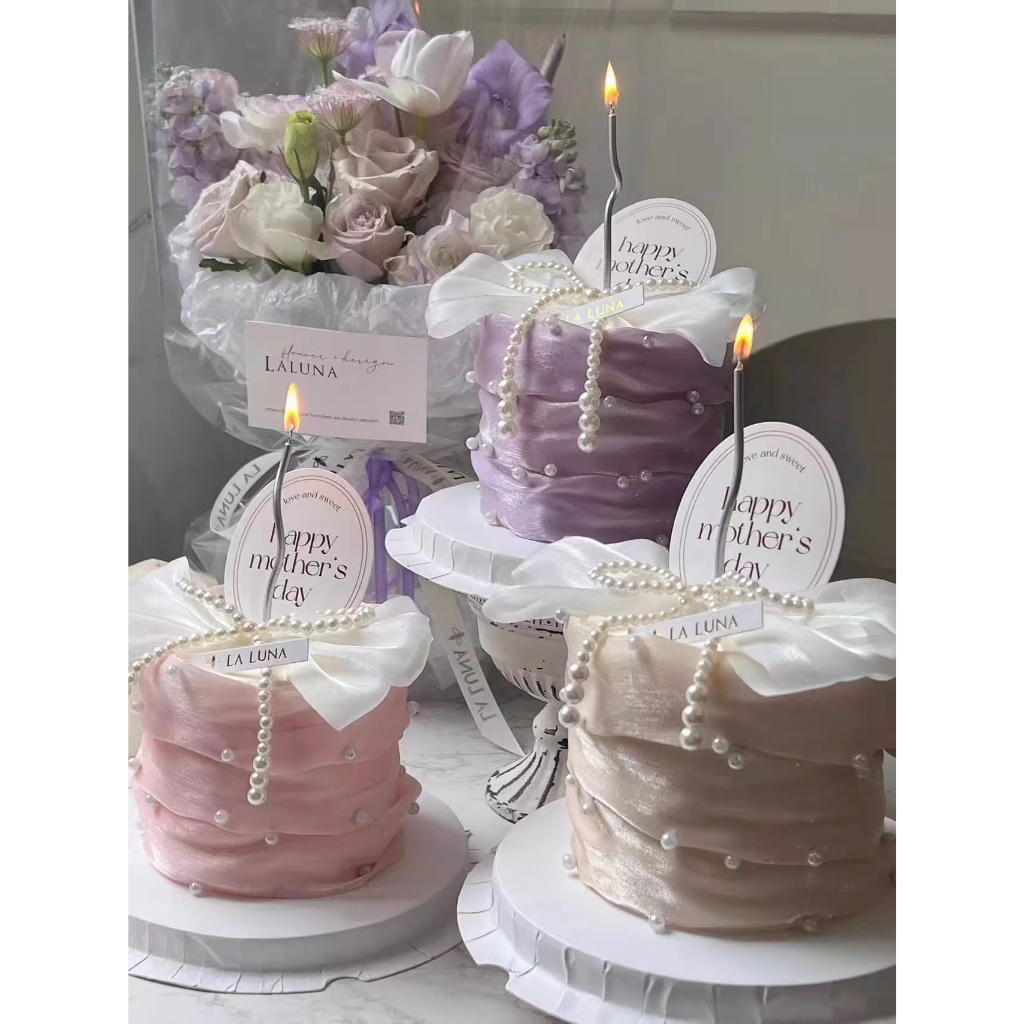 - Nơ ngọc -Trang trí bánh sinh nhật bánh kem