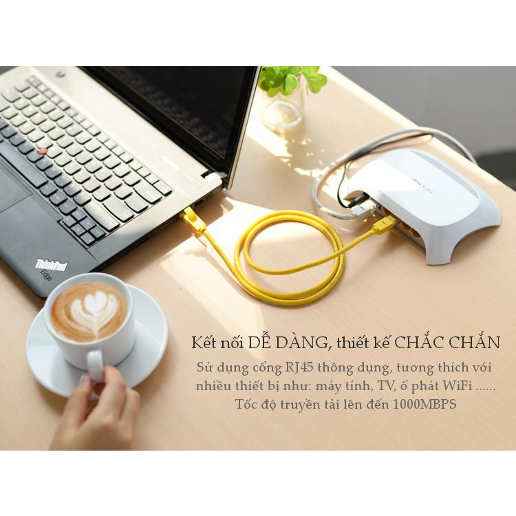 Cáp mạng Cat5e 2 đầu đúc sẵn dài 1m 2m 3m 5m Cao Cấp Ugreen NW103 11230 11231 11232 11233 màu vàng CHính Hãng