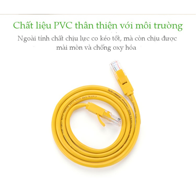 Cáp mạng Cat5e 2 đầu đúc sẵn dài 1m 2m 3m 5m Cao Cấp Ugreen NW103 11230 11231 11232 11233 màu vàng CHính Hãng