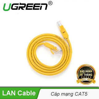 Cáp mạng cat5e 2 đầu đúc sẵn dài 1m 2m 3m 5m cao cấp ugreen nw103 11230 11231 11232 11233 màu vàng chính hãng
