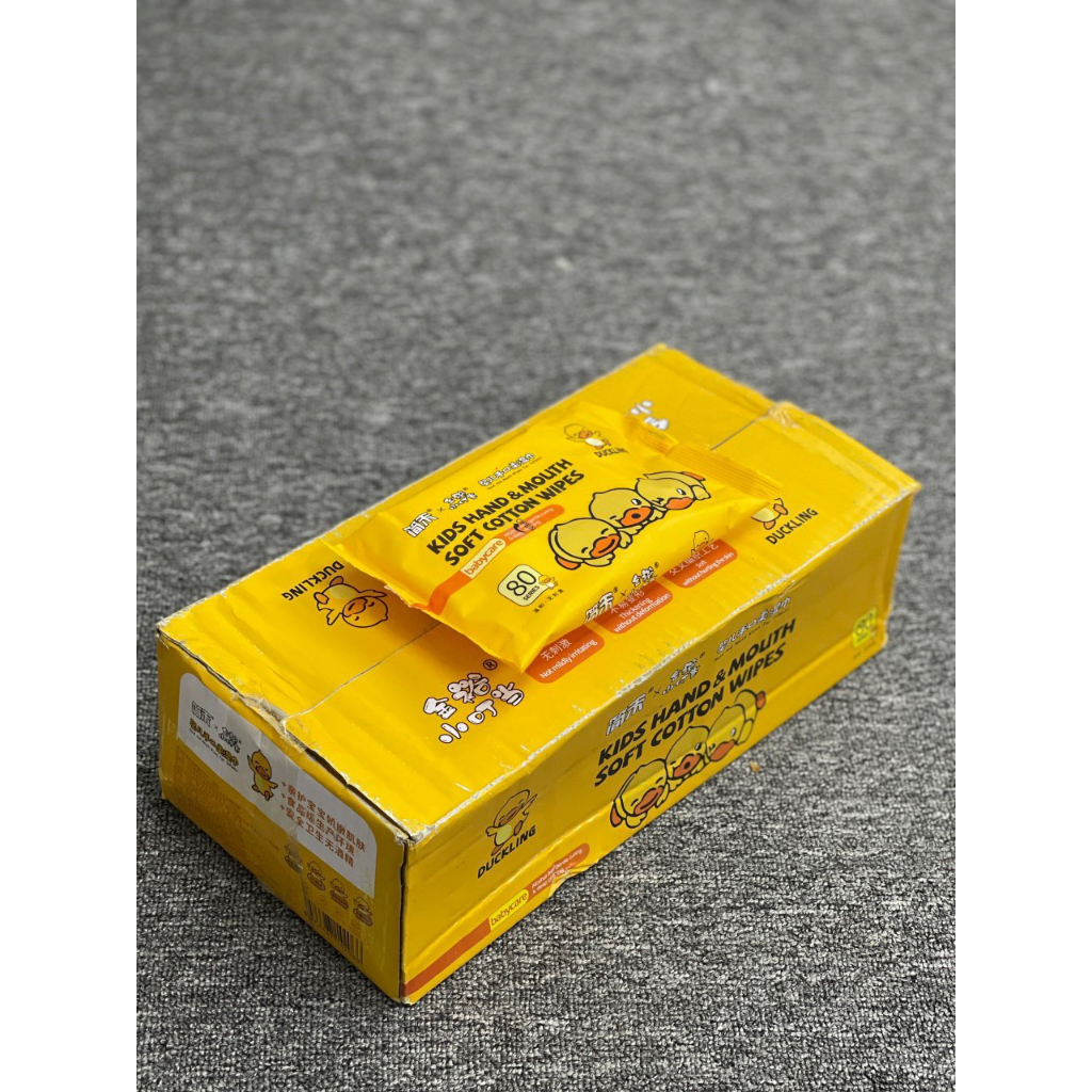COMBO  Thùng 10 gói Khăn ướt cao cấp Vịt vàng DUCKLING - không mùi, kháng khuẩn plush_store87