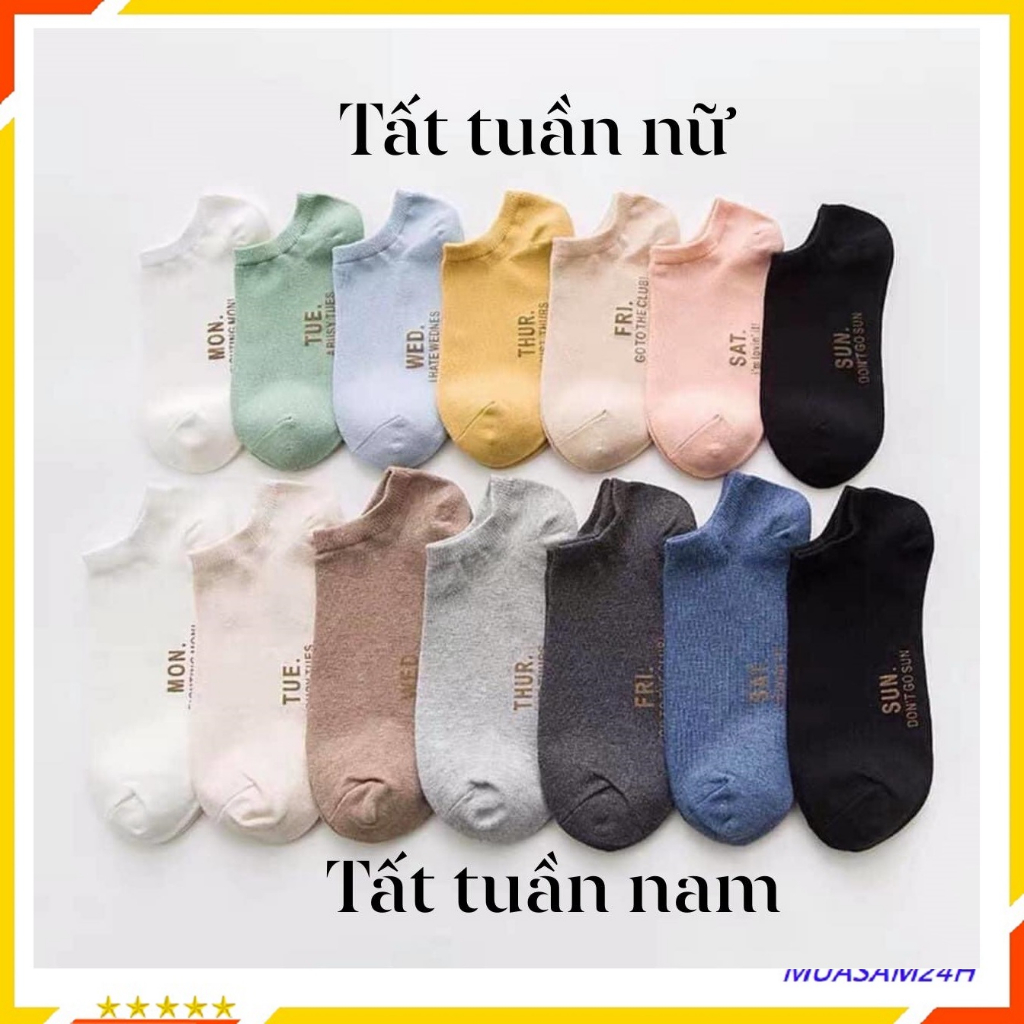 Combo 7 Đôi Tất Nữ Cổ Ngắn Freeship Tất Tuần Nam Nữ 7 Ngày 7 Đôi, Tất Chống Hôi Chân - Tất Nam Cổ Ngắn
