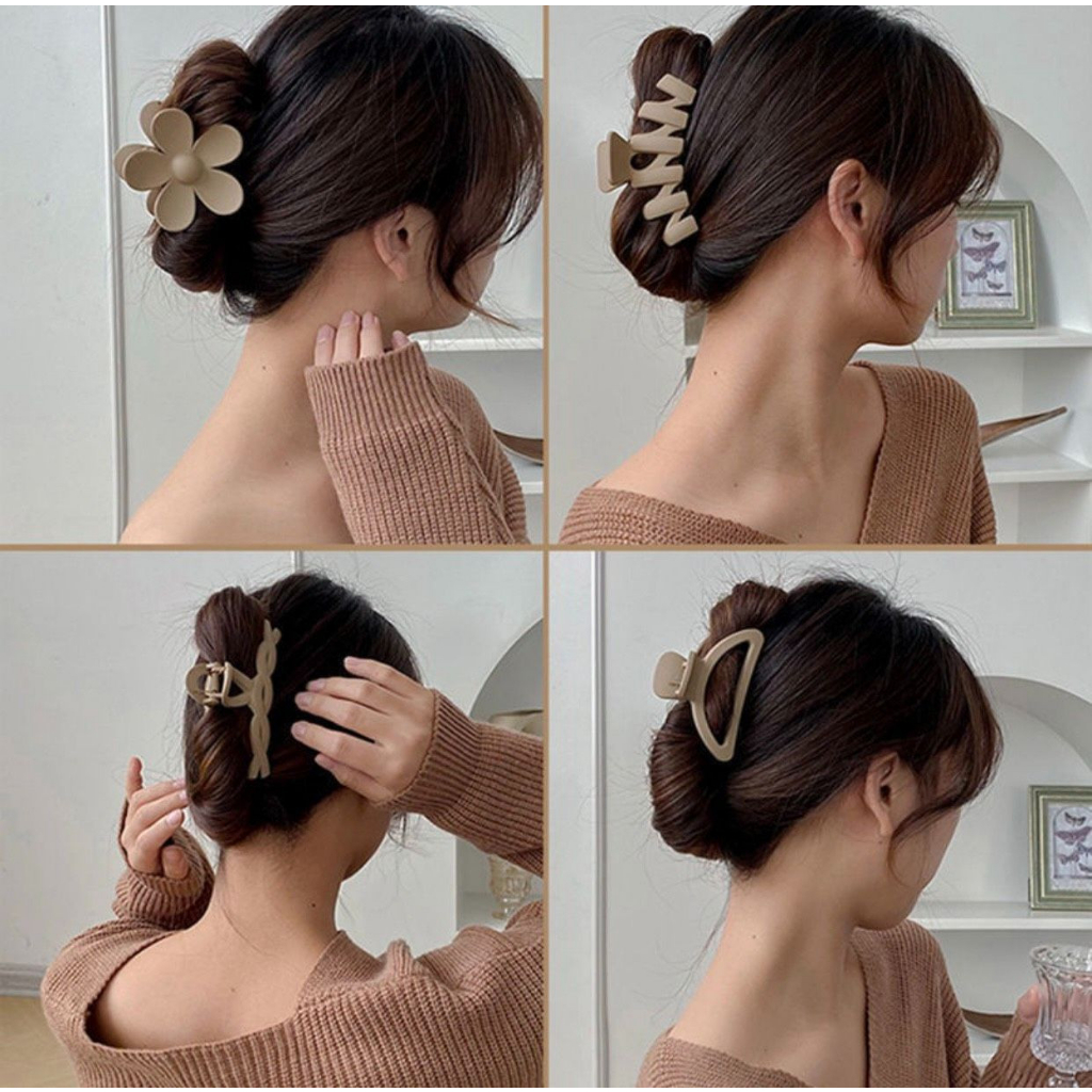 Set 10 Kẹp Tóc màu cà phê nhám Phong Cách Hàn Quốc Đơn giản Thời trang mới cho nữ