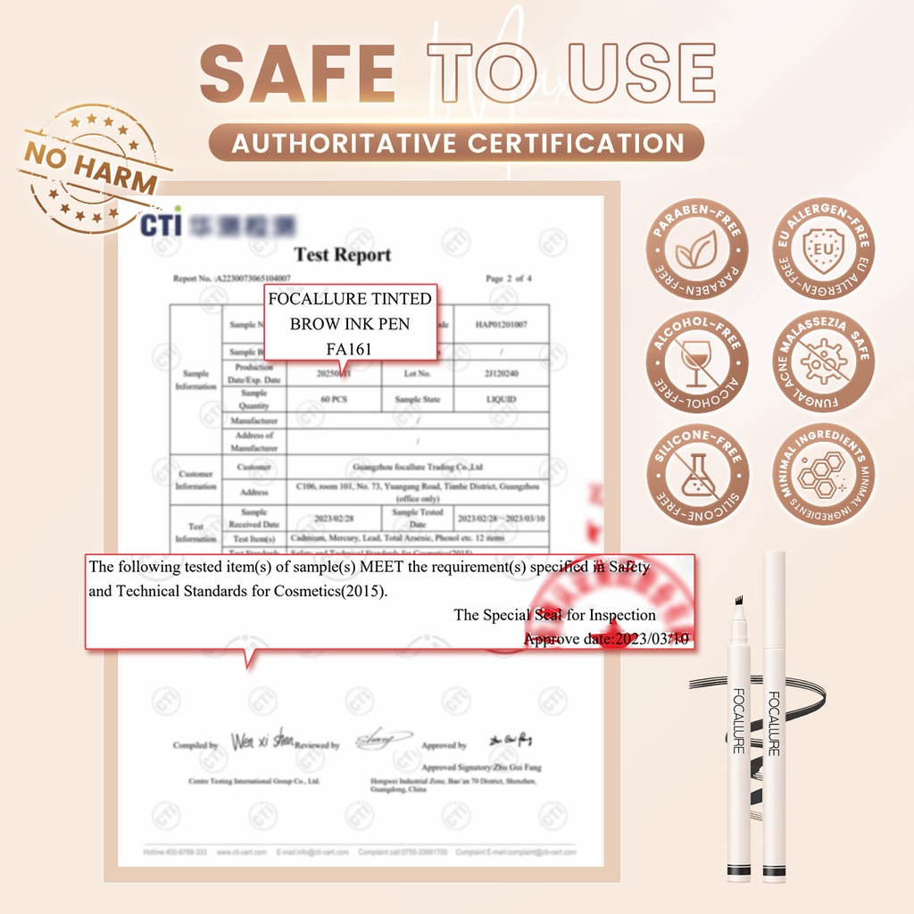 Bút Kẻ Mày Focallure Đầu 4 Nhánh Phẩy Sợi Bền Màu Chống Nước 10g