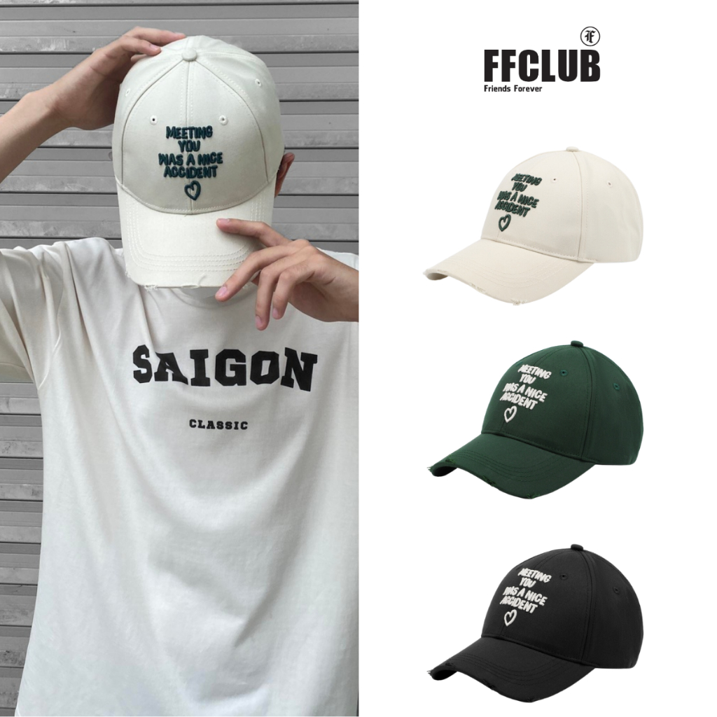 NÓN FF MEETING YOU BASEBALL CAP DISTRESSED