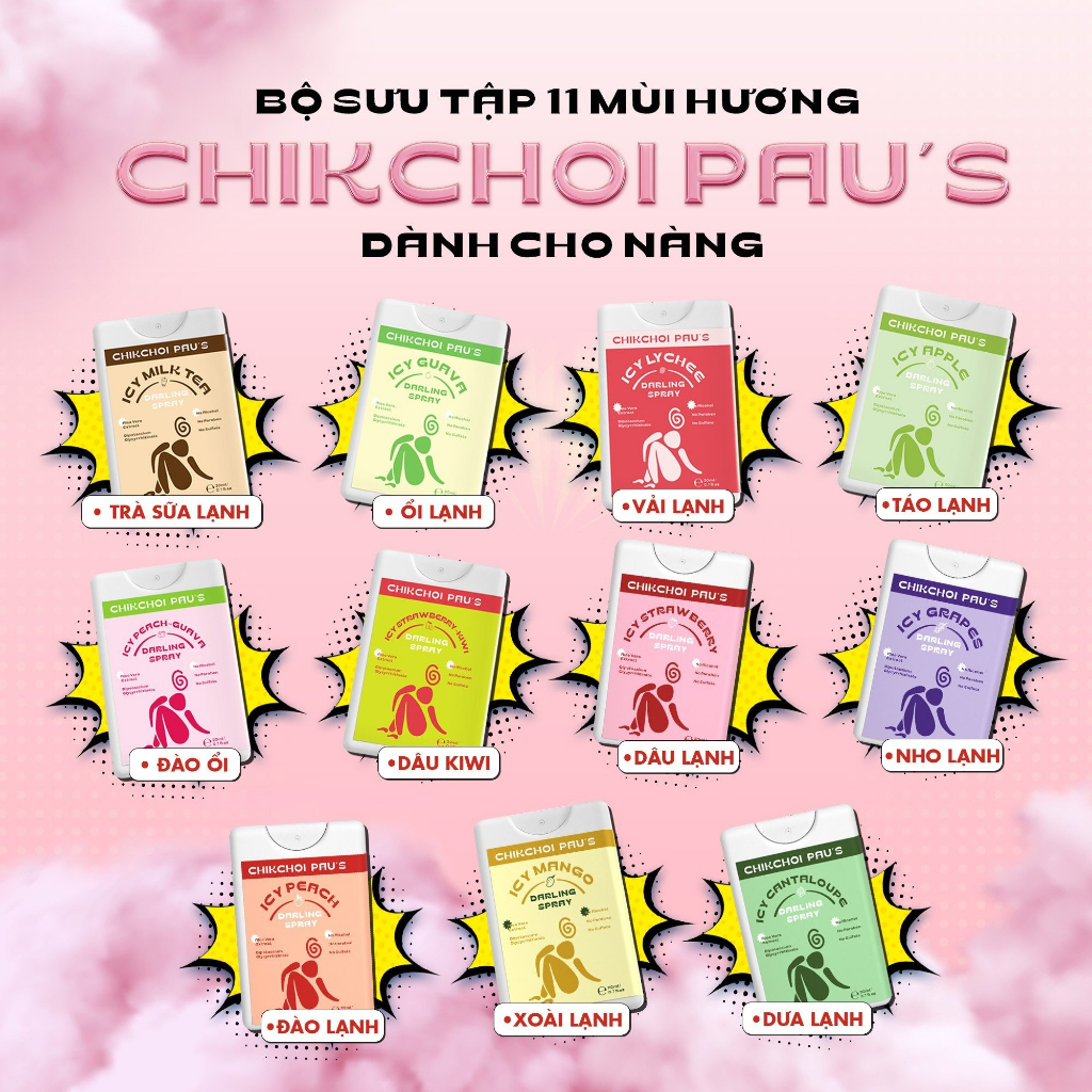 Combo xịt ngon CHIKCHOI PAU'S, khu vườn trái cây cho cuộc yêu mùi hương hoa quả the mát 20ml