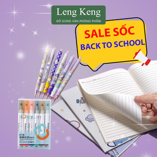Combo 3 món văn phòng phẩm Leng Keng set vở và bút các loại