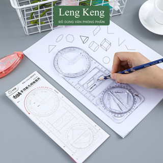  Thước kẻ đa năng Leng Keng thước đa năng kẻ được nhiều hình tiện dụng dành cho học sinh 