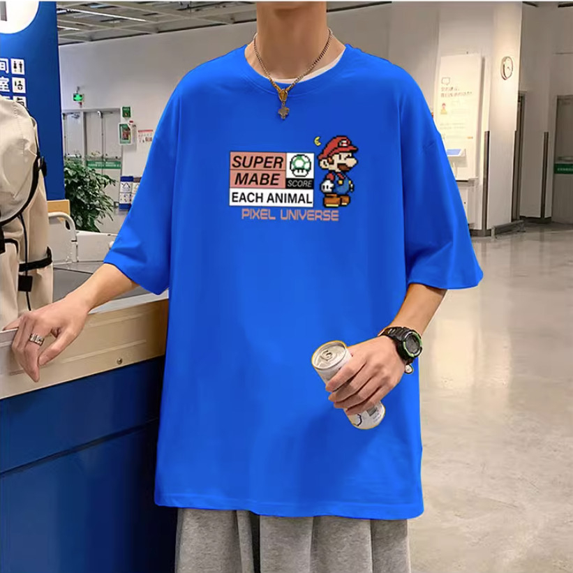 Áo Phông Hè PIXCEL MARIOO Cá Tính, Áo Phông Form Rộng Nam Nữ Tay Lỡ Sành Điệu Trẻ Trung 100% Cotton Khô Mềm Thoáng Khí