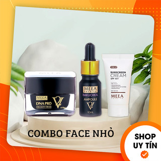 Combo kem face cá hồi v2 mini meea origin - face collagen mini + serum bakuchiol mini + kem chống nắng mini