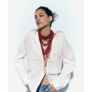 Zara Morocco full tag - Áo Zara Morocco sơ mi tráng thêu đột nghệ thuật chất vải mát đẹp full tag