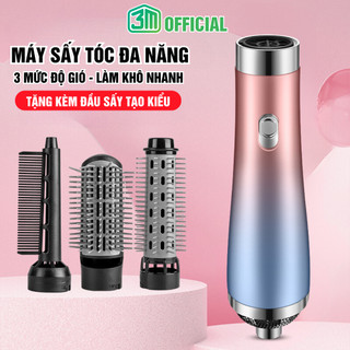 Máy sấy tóc uốn tạo kiểu đa chức năng lược điện uốn tóc không làm hư tổn tặng 3 đầu lược duỗi thẳng, uốn xoăn, tạo bồng