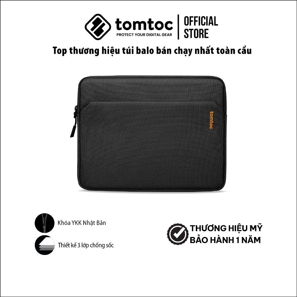 Túi Tomtoc (USA) Tablet Sleeve Bag cho  iPad Pro 12.9 M2/M1 (6th/5/4/3rd Generation) 2022-2018 - A18B3 Hàng chínhg hãng