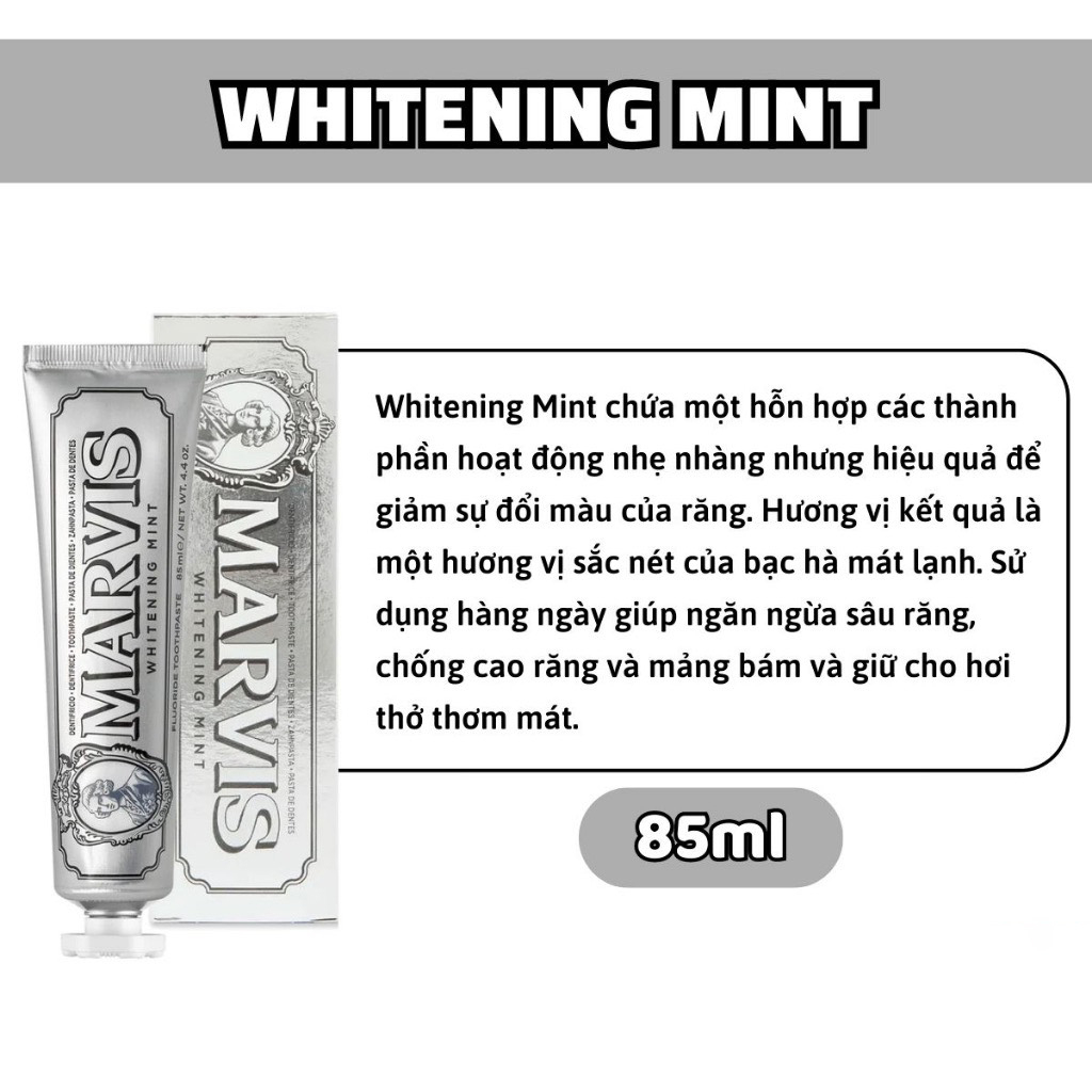 Kem Đánh Răng Marvis Whitening Mint Làm Trắng Răng 25ml & 85ml