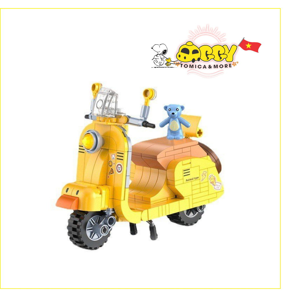 Mô hình lắp ráp xe Vespa vịt vàng đáng yêu