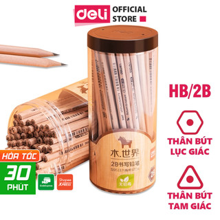 Hộp Vỉ 30 Bút Chì 2B HB Thân Gỗ Lục Giác Tam Giác Deli - Bút Chì Tập Viết Cho Bé Thi Trắc Nghiệm Viết Chì Vẽ Phác Thảo