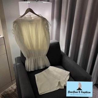 Set áo tơ rập ly quần tafta