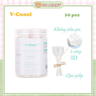 Rơ lưỡi vệ sinh cho bé Tưa lưỡi V-cool que giấy gạc 2 lớp xoắn 3D - 2X MART
