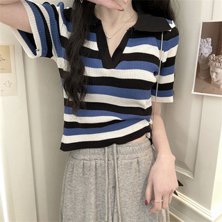 Áo kẻ quảng châu cổ bẻ hót trend