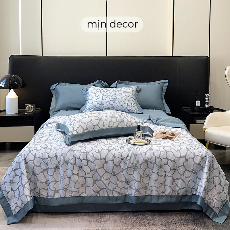 Bộ chăn ga gối Cotton Sateen Mịn Decor set drap giường lụa thái vỏ gối kèm chăn chần mềm mượt êm ái