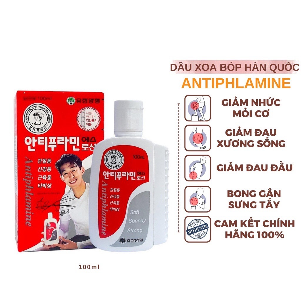 Dầu Nóng Xoa Bóp Antiphlamine Hàn Quốc Chính Hãng Hộp 100ml