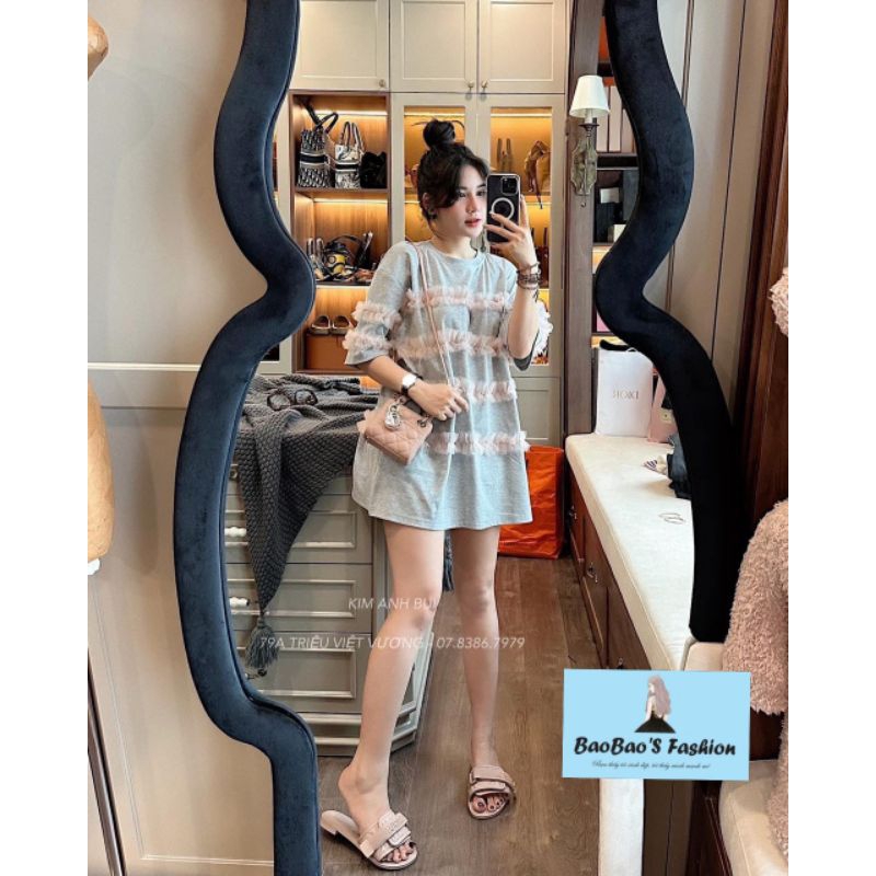 Đầm xuông phối lưới xinh